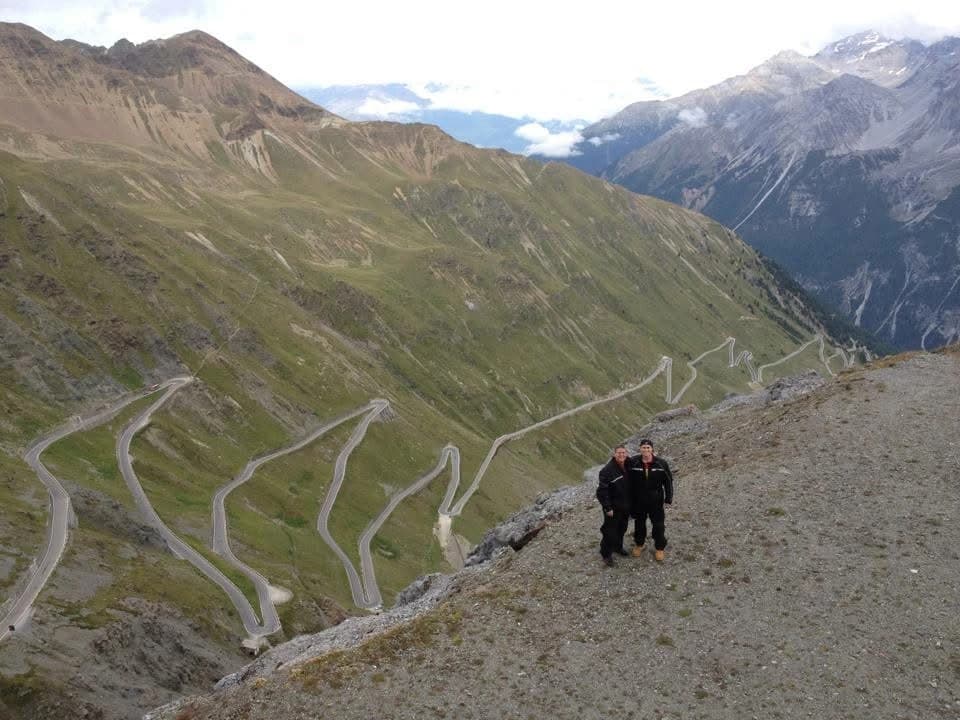 Jon at Stelvio Pass, Italy - 48 hairpin turns through the Alps
