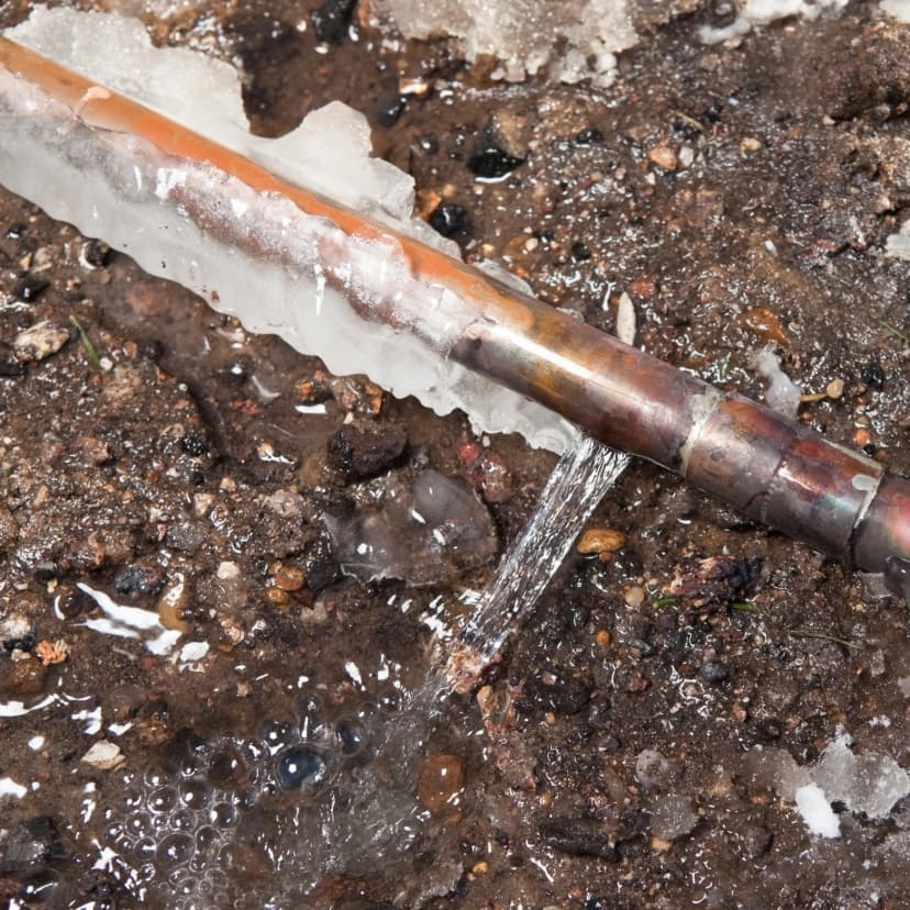 Ruptured exterior water line between meter and home